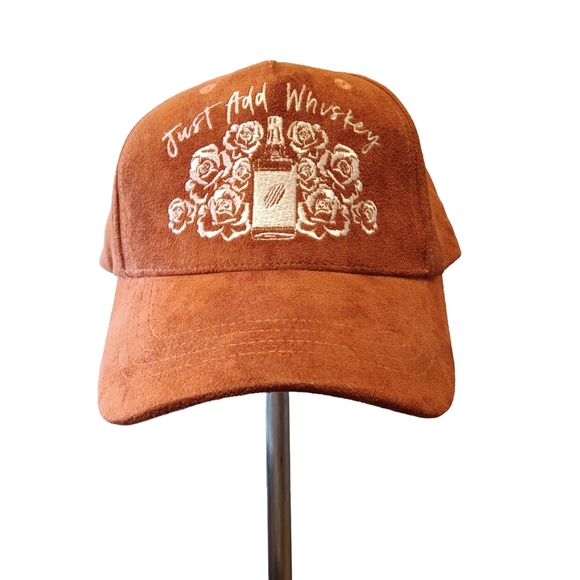 Shyanne Accessories - Shyanne Faux Suede Brown Embroidered Hat.  Fun Relaxed Hat For Daily Wear